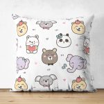 - 00Tempo - Realhomes Çift Taraflı Sevimli Hayvan Motifli Dijital Baskılı Özel Tasarım Modern Süet Yastık Kırlent Kılıfı Realhomes