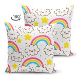- Печать - Realhomes Çift Taraflı Gökkuşağı Motifli Dijital Baskılı Özel Tasarım Modern Süet Yastık Kırlent Kılıfı Realhomes