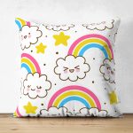 - Печать - Realhomes Çift Taraflı Gökkuşağı Motifli Dijital Baskılı Özel Tasarım Modern Süet Yastık Kırlent Kılıfı Realhomes