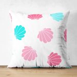 - Suet-K1215-Gorsel - Realhomes Çift Taraflı Rengarenk Deniz Kabukları Çizimli Dijital Baskılı Özel Tasarım Modern Süet Yastık Kırlent Kılıfı Realhomes