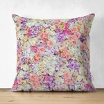 - Suet-K122-Gorsel - Realhomes Çift Taraflı Rengarenk Gül Ve Çiçek Desenli Dijital Baskılı Dekoratif Modern Süet Yastık Kırlent Kılıfı Realhomes