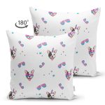 - бульдог паттерн 2 с очками - Realhomes Çift Taraflı Sevimli Köpek Motifli Dijital Baskılı Özel Tasarım Modern Süet Yastık Kırlent Kılıfı Realhomes