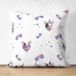 - бульдог паттерн 2 с очками - Realhomes Çift Taraflı Sevimli Köpek Motifli Dijital Baskılı Özel Tasarım Modern Süet Yastık Kırlent Kılıfı Realhomes