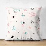 - Mobile - Realhomes Çift Taraflı Bulut Ve Ay Temalı Dijital Baskılı Özel Tasarım Modern Süet Yastık Kırlent Kılıfı Realhomes