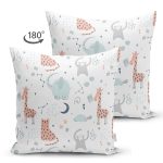 - Suet-K1225-Gorsel-1 - Realhomes Çift Taraflı Mutlu Orman Hayvanları Desenli Dijital Baskılı Özel Tasarım Modern Süet Yastık Kırlent Kılıfı Realhomes