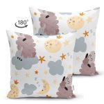 - Print - Realhomes Çift Taraflı Uyku Temalı Koyunlar Dijital Baskılı Özel Tasarım Modern Süet Yastık Kırlent Kılıfı Realhomes