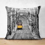 - Suet-K123-Gorsel - Realhomes Çift Taraflı Şehir Tramvay Desenli Dijital Baskılı Dekoratif Modern Süet Yastık Kırlent Kılıfı Realhomes