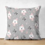 - Christmas seamless pattern with polar bear background, Winter pa - Realhomes Çift Taraflı Sevimli Atkılı Ayıcık Desenli Dijital Baskılı Özel Tasarım Modern Süet Yastık Kırlent Kılıfı Realhomes