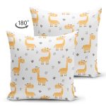 - Cute giraffe seamless pattern background - Realhomes Çift Taraflı Sevimli Zürafa Tasarımlı Dijital Baskılı Özel Tasarım Modern Süet Yastık Kırlent Kılıfı Realhomes