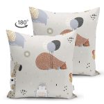 - Печать - Realhomes Çift Taraflı Sevimli Orman Hayvanları Temalı Dijital Baskılı Özel Tasarım Modern Süet Yastık Kırlent Kılıfı Realhomes