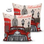 - Suet-K126-Gorsel-1 - Realhomes Çift Taraflı London Klasik Araba Desenli Dijital Baskılı Dekoratif Modern Süet Yastık Kırlent Kılıfı Realhomes