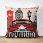 - Suet-K126-Gorsel - Realhomes Çift Taraflı London Klasik Araba Desenli Dijital Baskılı Dekoratif Modern Süet Yastık Kırlent Kılıfı Realhomes