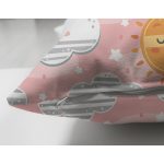 - Print - Realhomes Çift Taraflı Pembe Zeminde Güneş Ve Bulut Motifli Dijital Baskılı Özel Tasarım Modern Süet Yastık Kırlent Kılıfı Realhomes