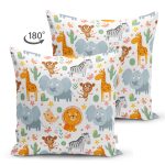 - Suet-K1265-Gorsel-1 - Realhomes Çift Taraflı Sevimli Orman Hayvanları Desenli Dijital Baskılı Özel Tasarım Modern Süet Yastık Kırlent Kılıfı Realhomes
