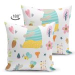 - Suet-K1269-Gorsel-1 - Realhomes Çift Taraflı Sevimli Orman Ve Ayı Desenli Dijital Baskılı Özel Tasarım Modern Süet Yastık Kırlent Kılıfı Realhomes