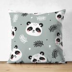 - Печать - Realhomes Çift Taraflı Şirin Panda Temalı Dijital Baskılı Özel Tasarım Modern Süet Yastık Kırlent Kılıfı Realhomes