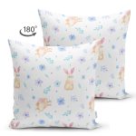 - Suet-K1272-Gorsel-1 - Realhomes Çift Taraflı Sevimli Tavşan Ve Çiçek Motifli Dijital Baskılı Özel Tasarım Modern Süet Yastık Kırlent Kılıfı Realhomes