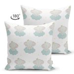 - Suet-K1276-Gorsel-1 - Realhomes Çift Taraflı Bulut Üzerinde Fil Tasarımlı Dijital Baskılı Özel Tasarım Modern Süet Yastık Kırlent Kılıfı Realhomes