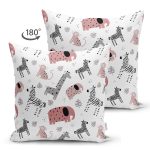 - Web - Realhomes Çift Taraflı Sevimli Orman Hayvanları Motifli Dijital Baskılı Özel Tasarım Modern Süet Yastık Kırlent Kılıfı Realhomes