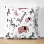 - Web - Realhomes Çift Taraflı Sevimli Orman Hayvanları Motifli Dijital Baskılı Özel Tasarım Modern Süet Yastık Kırlent Kılıfı Realhomes