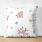 Çift Taraflı Sevimli Geyik Desenli Dijital Baskılı Özel Tasarım Modern Süet Yastık Kırlent Kılıfı Realhomes