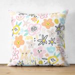 Çift Taraflı Rengarenk Çiçek Desenli Dijital Baskılı Özel Tasarım Modern Süet Yastık Kırlent Kılıfı Realhomes