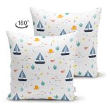 - Mobile - Realhomes Çift Taraflı Denizci Temalı Bebek Desenli Dijital Baskılı Özel Tasarım Modern Süet Yastık Kırlent Kılıfı Realhomes