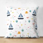 - Mobile - Realhomes Çift Taraflı Denizci Temalı Bebek Desenli Dijital Baskılı Özel Tasarım Modern Süet Yastık Kırlent Kılıfı Realhomes