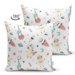 Çift Taraflı Uzayda Hayvanlar Temalı Dijital Baskılı Özel Tasarım Modern Süet Yastık Kırlent Kılıfı Realhomes