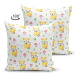 Çift Taraflı Uyuyan Köpek Desenli Dijital Baskılı Özel Tasarım Modern Süet Yastık Kırlent Kılıfı Realhomes