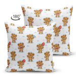 - Печать - Realhomes Çift Taraflı Ayıcık Desenli Dijital Baskılı Özel Tasarım Modern Süet Yastık Kırlent Kılıfı Realhomes