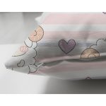 - Print - Realhomes Çift Taraflı Çizgili Zemin Sevimli Koç Desenli Dijital Baskılı Özel Tasarım Modern Süet Yastık Kırlent Kılıfı Realhomes