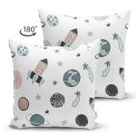 - Suet-K1304-Gorsel-1 - Realhomes Çift Taraflı Uzay Temalı Gezegen Ve Roket Desenli Dijital Baskılı Özel Tasarım Modern Süet Yastık Kırlent Kılıfı Realhomes