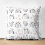 - Suet-K1306-Gorsel - Realhomes Çift Taraflı Gökkuşağı Ve Kalp Desenli Dijital Baskılı Özel Tasarım Modern Süet Yastık Kırlent Kılıfı Realhomes