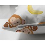 - Seamless pattern with monkey and yellow banana - Realhomes Çift Taraflı Maymun Ve Muz Desenli Dijital Baskılı Özel Tasarım Modern Süet Yastık Kırlent Kılıfı Realhomes