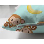 - Seamless pattern with monkey and yellow banana - Realhomes Çift Taraflı Mavi Zeminde Maymun Ve Muz Motifli Dijital Baskılı Özel Tasarım Modern Süet Yastık Kırlent Kılıfı Realhomes