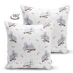 Çift Taraflı Sevimli Koala Desenli Dijital Baskılı Özel Tasarım Modern Süet Yastık Kırlent Kılıfı Realhomes