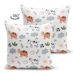 Çift Taraflı Sevimli İnek Desenli Dijital Baskılı Özel Tasarım Modern Süet Yastık Kırlent Kılıfı Realhomes