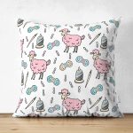 - Основные RGB - Realhomes Çift Taraflı Sevimli Pembe Koyuna Motifli Dijital Baskılı Özel Tasarım Modern Süet Yastık Kırlent Kılıfı Realhomes