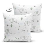 - Mobile - Realhomes Çift Taraflı Çocuk Odası Fil Motifli Dijital Baskılı Özel Tasarım Modern Süet Yastık Kırlent Kılıfı Realhomes