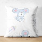 - Print - Realhomes Çift Taraflı Bebek Ayıcık Temalı Dijital Baskılı Özel Tasarım Modern Süet Yastık Kırlent Kılıfı Realhomes