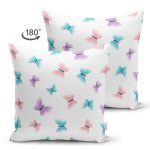 - Mobile - Realhomes Çift Taraflı Rengarenk Kelebek Motifli Dijital Baskılı Özel Tasarım Modern Süet Yastık Kırlent Kılıfı Realhomes