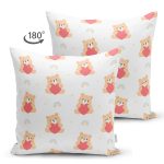 - Bear hugging heart seamless pattern background - Realhomes Çift Taraflı Kalp Tutan Ayıcık Motifli Dijital Baskılı Özel Tasarım Modern Süet Yastık Kırlent Kılıfı Realhomes