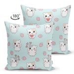 - Print - Realhomes Çift Taraflı Sevimli Hamster Motifli Dijital Baskılı Özel Tasarım Modern Süet Yastık Kırlent Kılıfı Realhomes