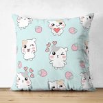 - Print - Realhomes Çift Taraflı Sevimli Hamster Motifli Dijital Baskılı Özel Tasarım Modern Süet Yastık Kırlent Kılıfı Realhomes