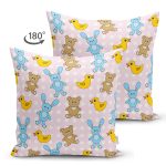 - Suet-K1334-Gorsel-1 - Realhomes Çift Taraflı Ayıcık Tavşan Ve Ördek Desenli Dijital Baskılı Özel Tasarım Modern Süet Yastık Kırlent Kılıfı Realhomes
