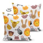 - Suet-K1335-Gorsel-1 - Realhomes Çift Taraflı Çocuk Odası Sevimli Hayvanlar Desenli Dijital Baskılı Özel Tasarım Modern Süet Yastık Kırlent Kılıfı Realhomes