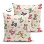 - Suet-K1338-Gorsel-1 - Realhomes Çift Taraflı Sevimli Rengarenk Ayıcık Motifli Dijital Baskılı Özel Tasarım Modern Süet Yastık Kırlent Kılıfı Realhomes