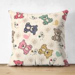 - Suet-K1338-Gorsel - Realhomes Çift Taraflı Sevimli Rengarenk Ayıcık Motifli Dijital Baskılı Özel Tasarım Modern Süet Yastık Kırlent Kılıfı Realhomes