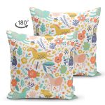 - Suet-K1341-Gorsel-1 - Realhomes Çift Taraflı Rengarenk Orman Hayvanları Desenli Dijital Baskılı Özel Tasarım Modern Süet Yastık Kırlent Kılıfı Realhomes